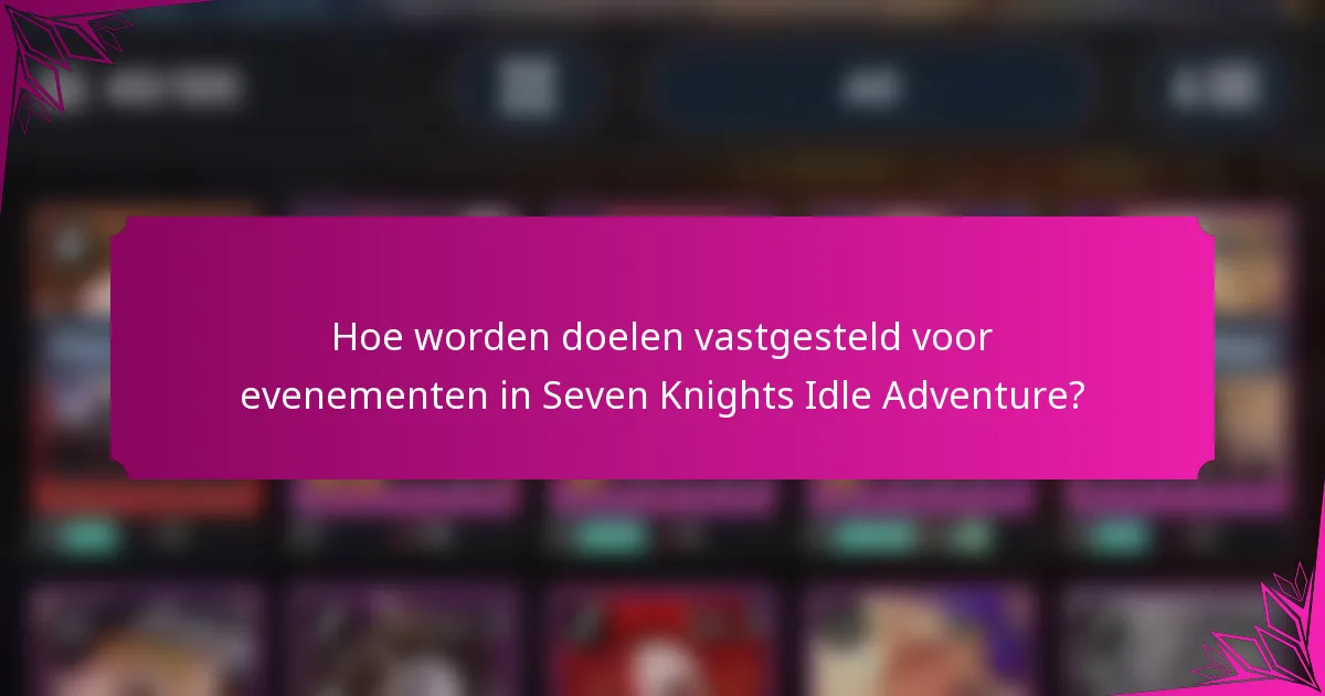 Hoe worden doelen vastgesteld voor evenementen in Seven Knights Idle Adventure?